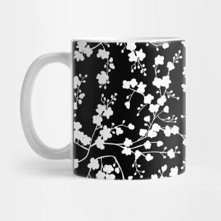 Blooming flowers in branches silhouette pattern Mug